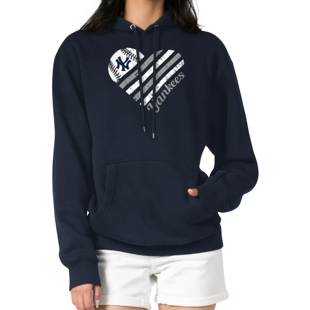 New York Yankees G-III 4Her by Carl Banks Women's Heart Fleece Pullover Hoodie Navy