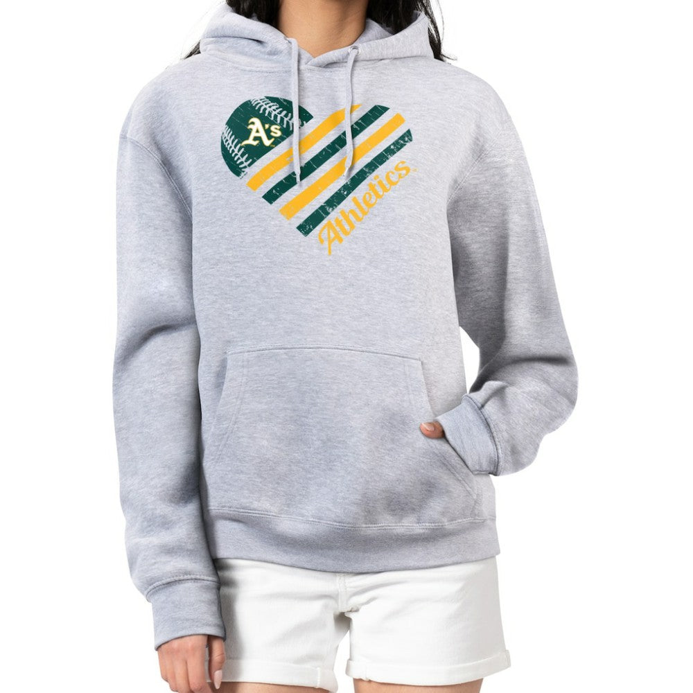 Athletics G-III 4Her by Carl Banks Women's Heart Fleece Pullover Hoodie Heather Gray