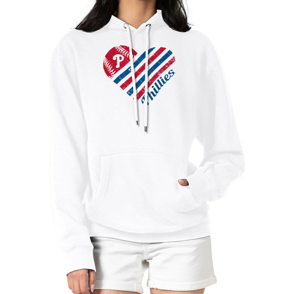 Philadelphia Phillies G-III 4Her by Carl Banks Women's Heart Fleece Pullover Hoodie White