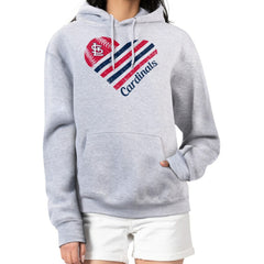 St. Louis Cardinals G-III 4Her by Carl Banks Women's Heart Fleece Pullover Hoodie Heather Gray