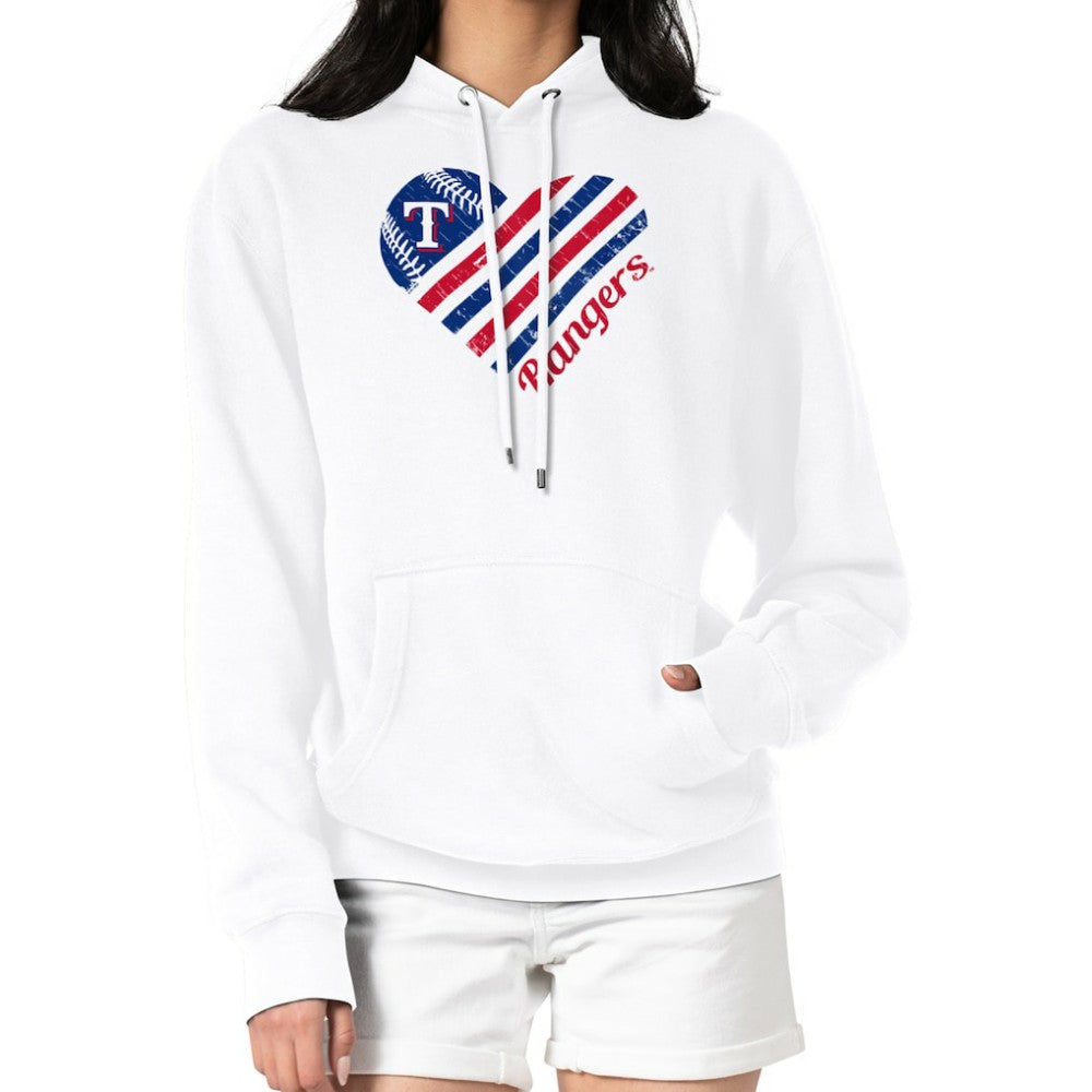 Texas Rangers G-III 4Her by Carl Banks Women's Heart Fleece Pullover Hoodie White