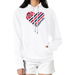 Washington Nationals G-III 4Her by Carl Banks Women's Heart Fleece Pullover Hoodie White