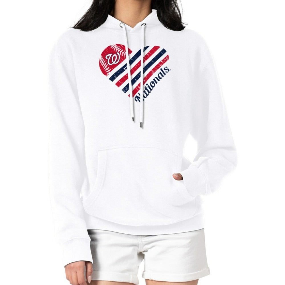 Washington Nationals G-III 4Her by Carl Banks Women's Heart Fleece Pullover Hoodie White