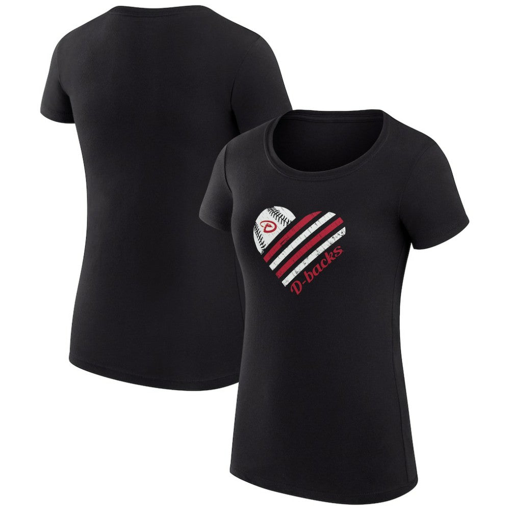Arizona Diamondbacks G-III 4Her by Carl Banks Women's Super-Slim Fit Lightweight Heart Graphic T-Shirt Black