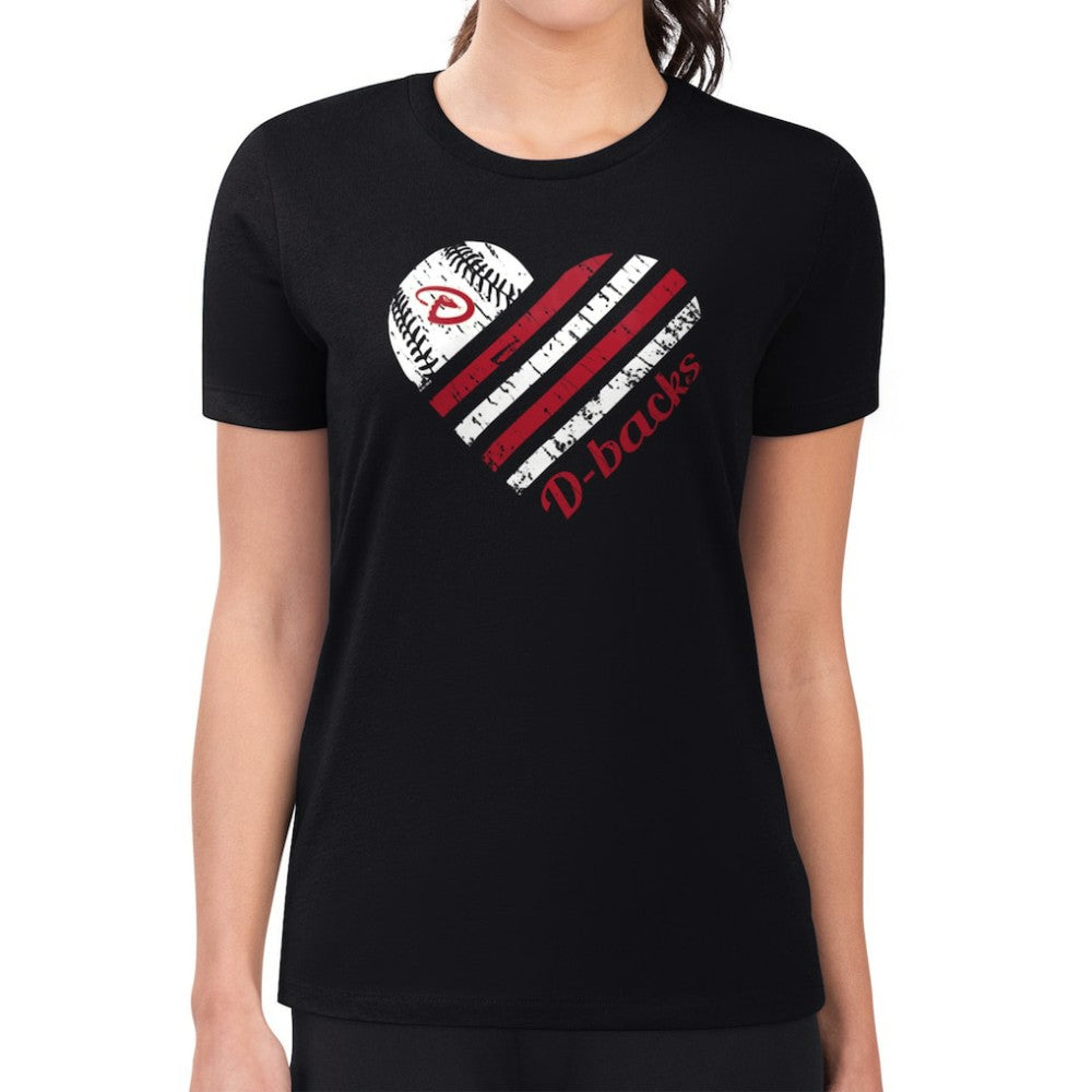 Arizona Diamondbacks G-III 4Her by Carl Banks Women's Super-Slim Fit Lightweight Heart Graphic T-Shirt Black
