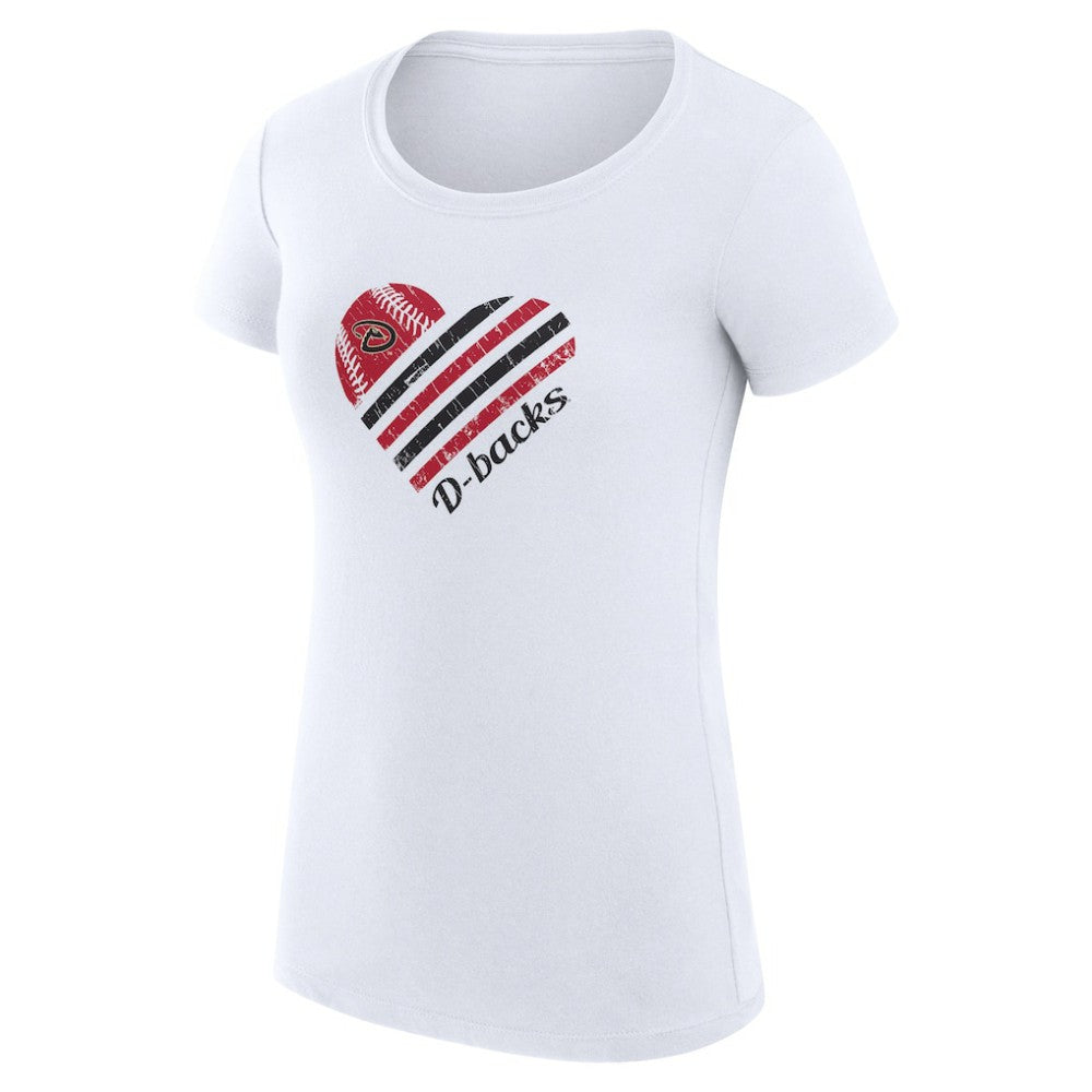 Arizona Diamondbacks G-III 4Her by Carl Banks Women's Super-Slim Fit Lightweight Heart Graphic T-Shirt White