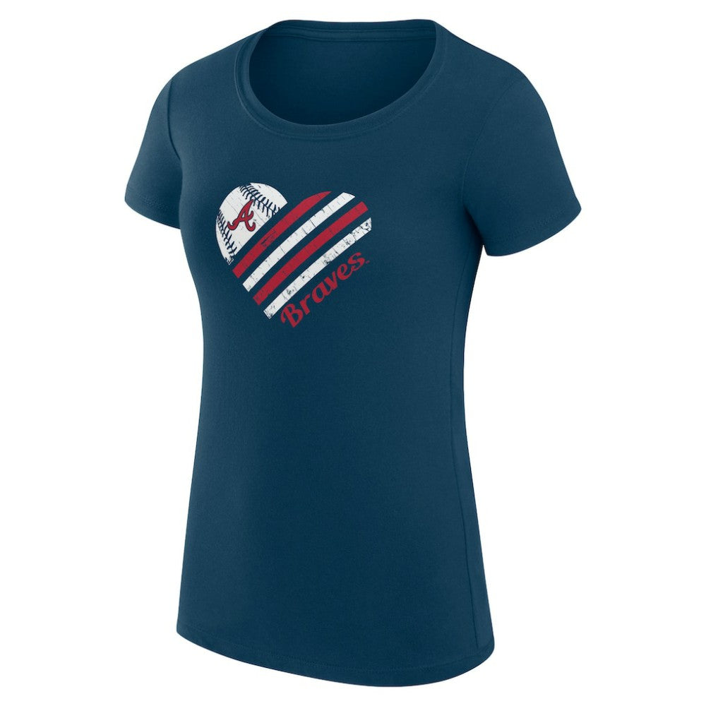 Atlanta Braves G-III 4Her by Carl Banks Women's Super-Slim Fit Lightweight Heart Graphic T-Shirt Navy