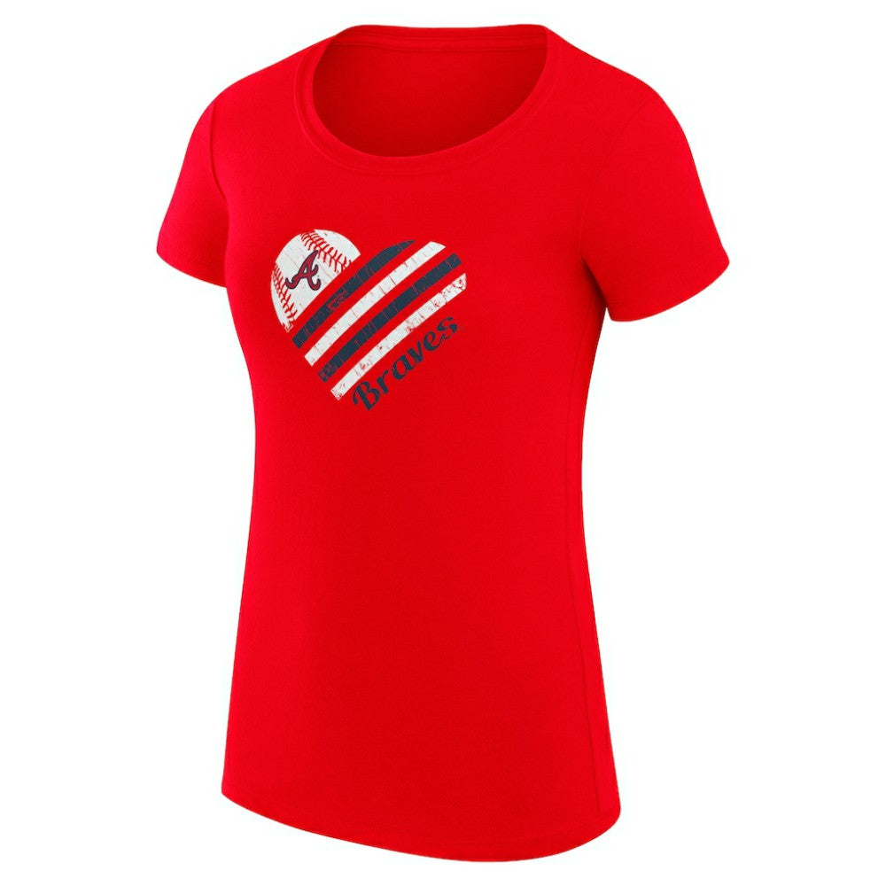 Atlanta Braves G-III 4Her by Carl Banks Women's Super-Slim Fit Lightweight Heart Graphic T-Shirt Red