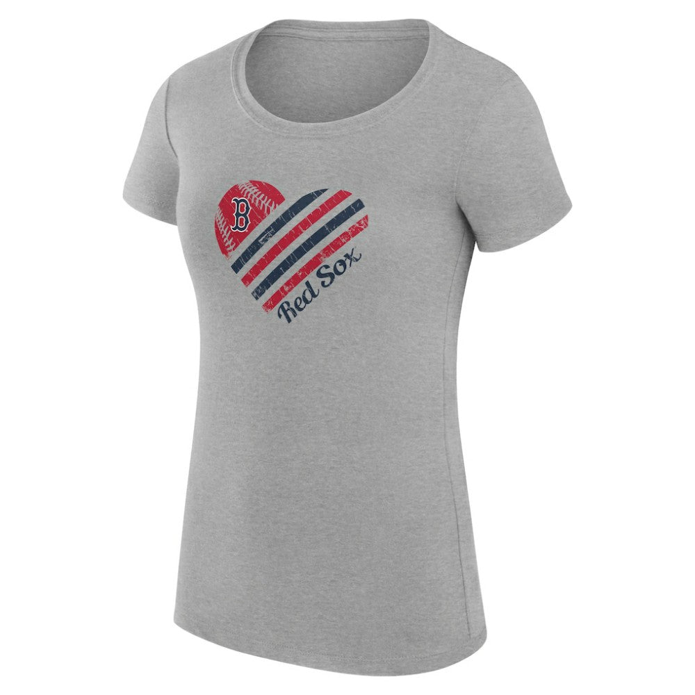 Boston Red Sox G-III 4Her by Carl Banks Women's Super-Slim Fit Lightweight Heart Graphic T-Shirt Heather Gray