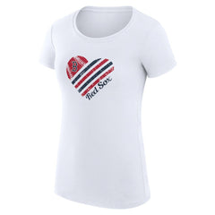 Boston Red Sox G-III 4Her by Carl Banks Women's Super-Slim Fit Lightweight Heart Graphic T-Shirt White