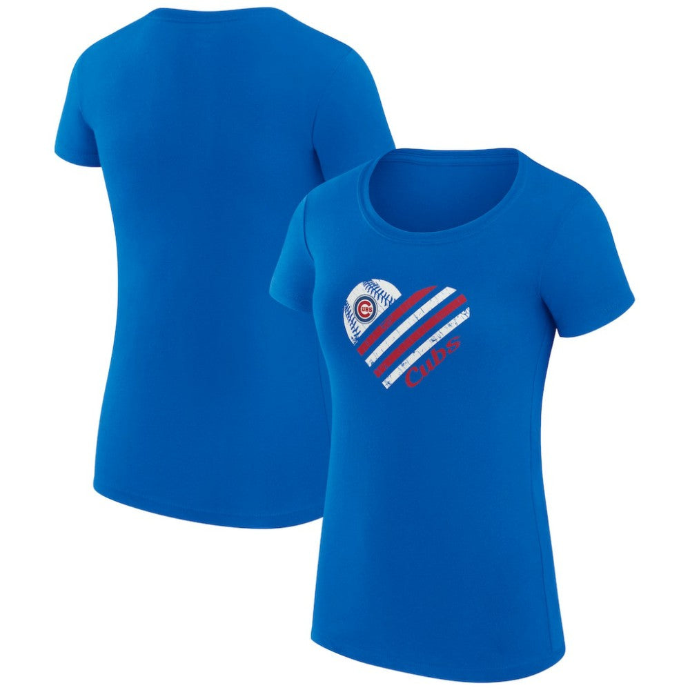 Chicago Cubs G-III 4Her by Carl Banks Women's Super-Slim Fit Lightweight Heart Graphic T-Shirt Royal