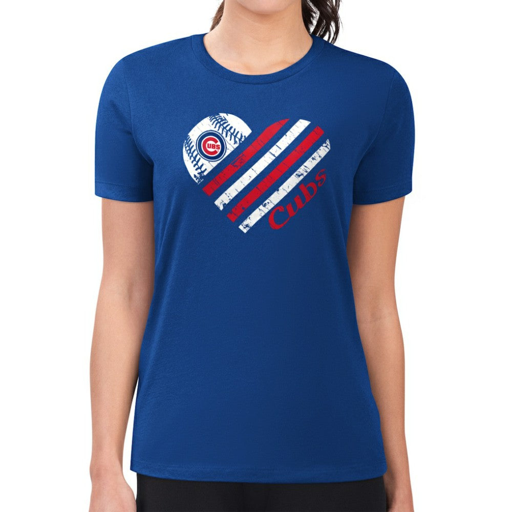 Chicago Cubs G-III 4Her by Carl Banks Women's Super-Slim Fit Lightweight Heart Graphic T-Shirt Royal