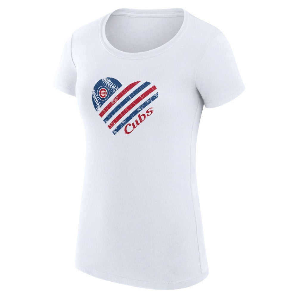 Chicago Cubs G-III 4Her by Carl Banks Women's Super-Slim Fit Lightweight Heart Graphic T-Shirt White