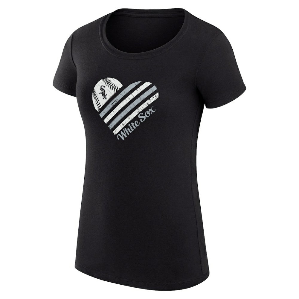 Chicago White Sox G-III 4Her by Carl Banks Women's Super-Slim Fit Lightweight Heart Graphic T-Shirt Black