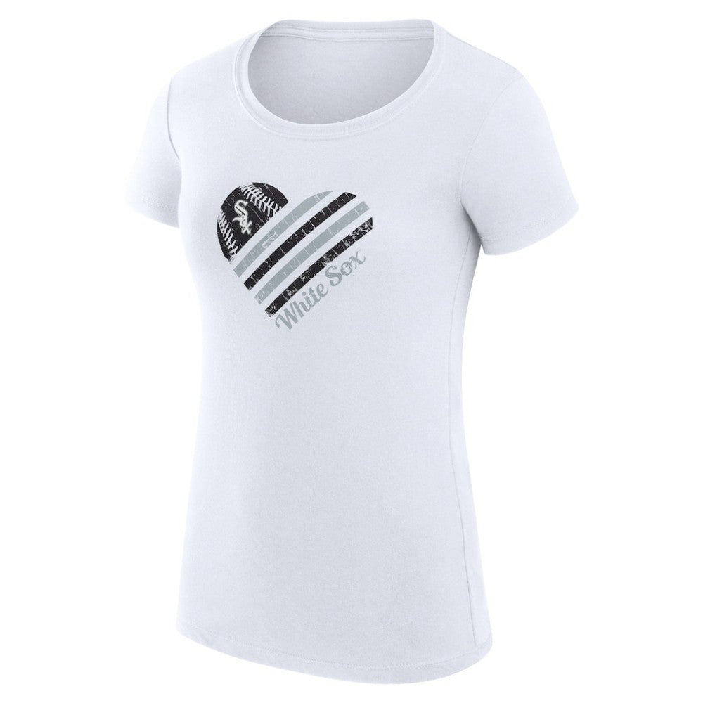 Chicago White Sox G-III 4Her by Carl Banks Women's Super-Slim Fit Lightweight Heart Graphic T-Shirt White