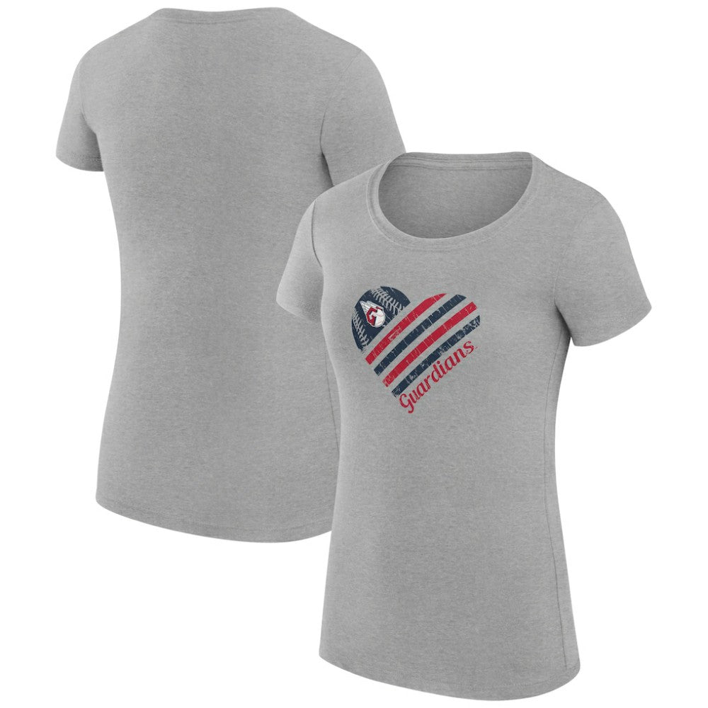 Cleveland Guardians G-III 4Her by Carl Banks Women's Super-Slim Fit Lightweight Heart Graphic T-Shirt Heather Gray