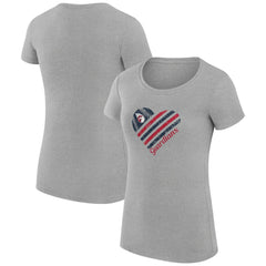 Cleveland Guardians G-III 4Her by Carl Banks Women's Super-Slim Fit Lightweight Heart Graphic T-Shirt Heather Gray
