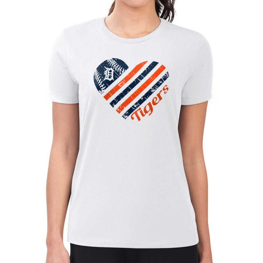 Detroit Tigers G-III 4Her by Carl Banks Women's Super-Slim Fit Lightweight Heart Graphic T-Shirt White