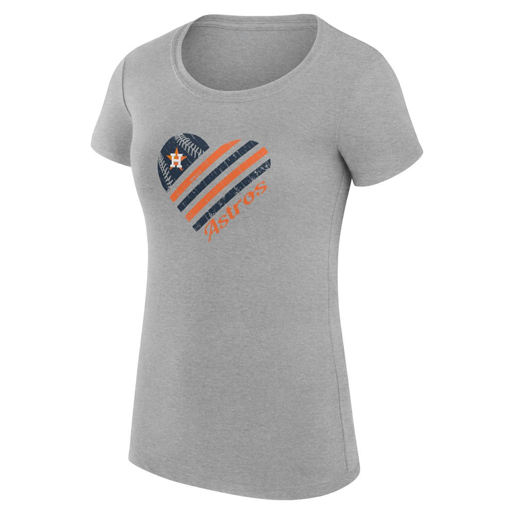 Houston Astros G-III 4Her by Carl Banks Women's Super-Slim Fit Lightweight Heart Graphic T-Shirt Heather Gray