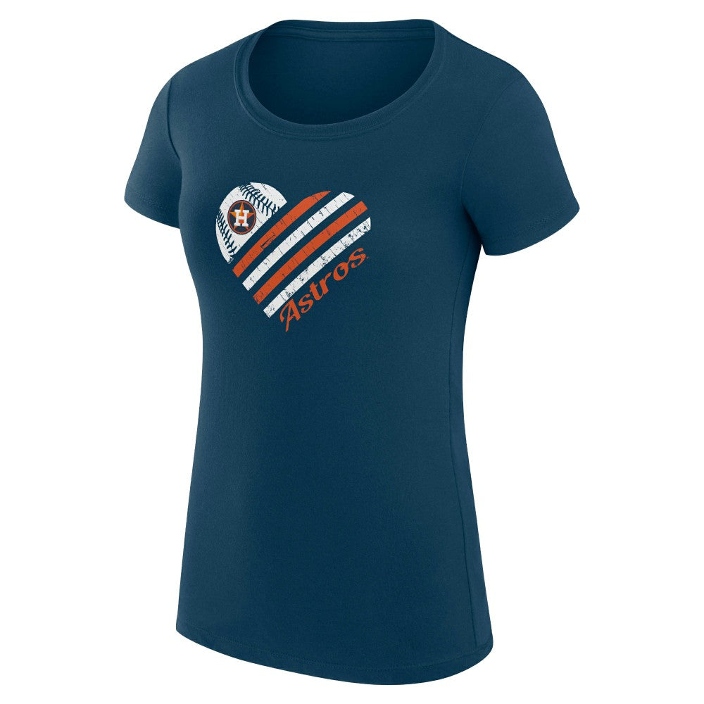 Houston Astros G-III 4Her by Carl Banks Women's Super-Slim Fit Lightweight Heart Graphic T-Shirt Navy