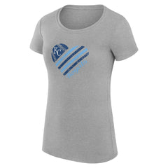 Kansas City Royals G-III 4Her by Carl Banks Women's Super-Slim Fit Lightweight Heart Graphic T-Shirt Heather Gray