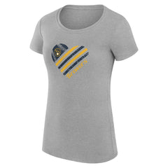 Milwaukee Brewers G-III 4Her by Carl Banks Women's Super-Slim Fit Lightweight Heart Graphic T-Shirt Heather Gray