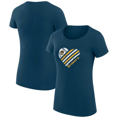 Milwaukee Brewers G-III 4Her by Carl Banks Women's Super-Slim Fit Lightweight Heart Graphic T-Shirt Navy