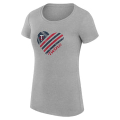 Minnesota Twins G-III 4Her by Carl Banks Women's Super-Slim Fit Lightweight Heart Graphic T-Shirt Heather Gray