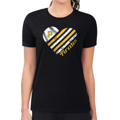 Pittsburgh Pirates G-III 4Her by Carl Banks Women's Super-Slim Fit Lightweight Heart Graphic T-Shirt Black