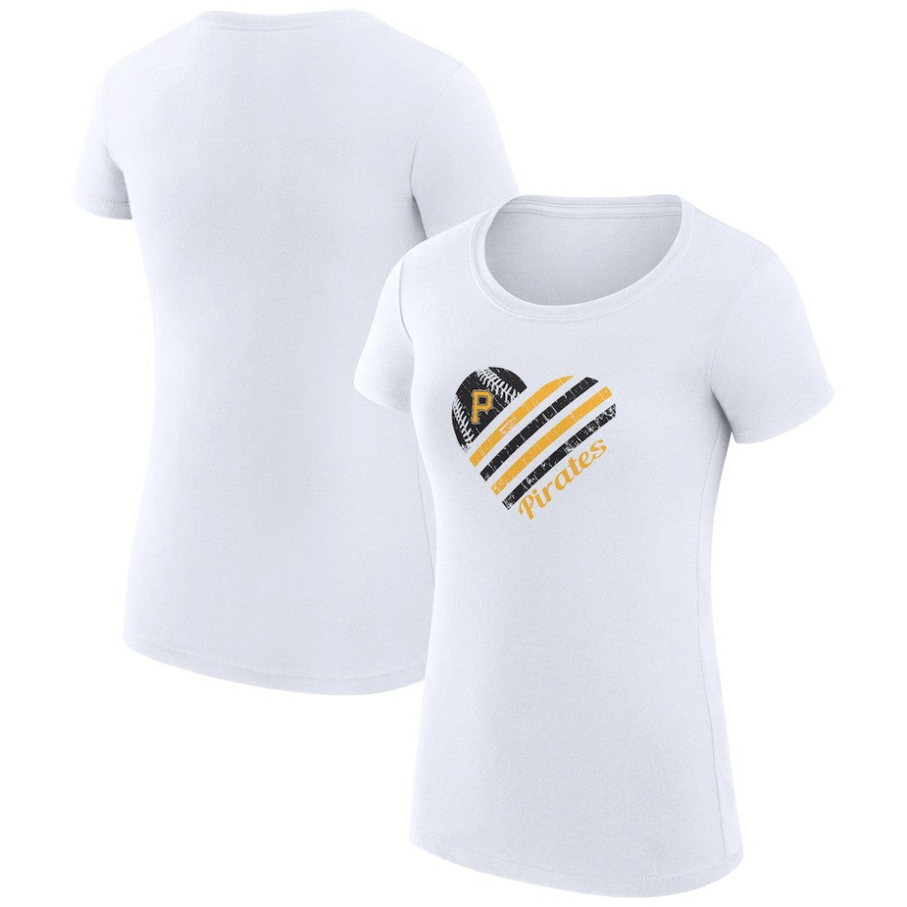 Pittsburgh Pirates G-III 4Her by Carl Banks Women's Super-Slim Fit Lightweight Heart Graphic T-Shirt White