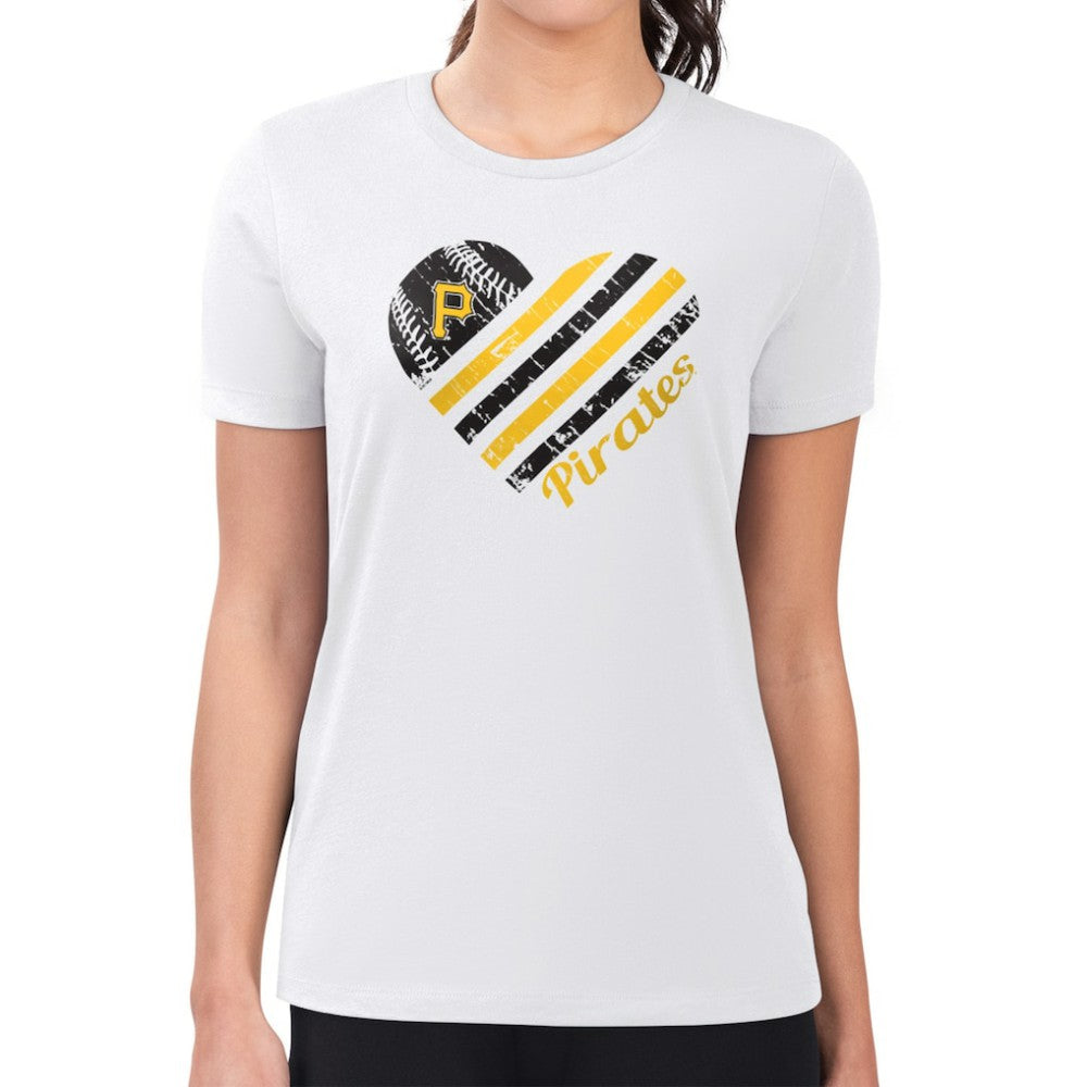 Pittsburgh Pirates G-III 4Her by Carl Banks Women's Super-Slim Fit Lightweight Heart Graphic T-Shirt White
