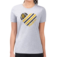 San Diego Padres G-III 4Her by Carl Banks Women's Super-Slim Fit Lightweight Heart Graphic T-Shirt Heather Gray