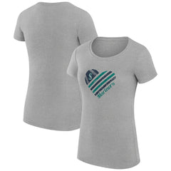 Seattle Mariners G-III 4Her by Carl Banks Women's Super-Slim Fit Lightweight Heart Graphic T-Shirt Heather Gray