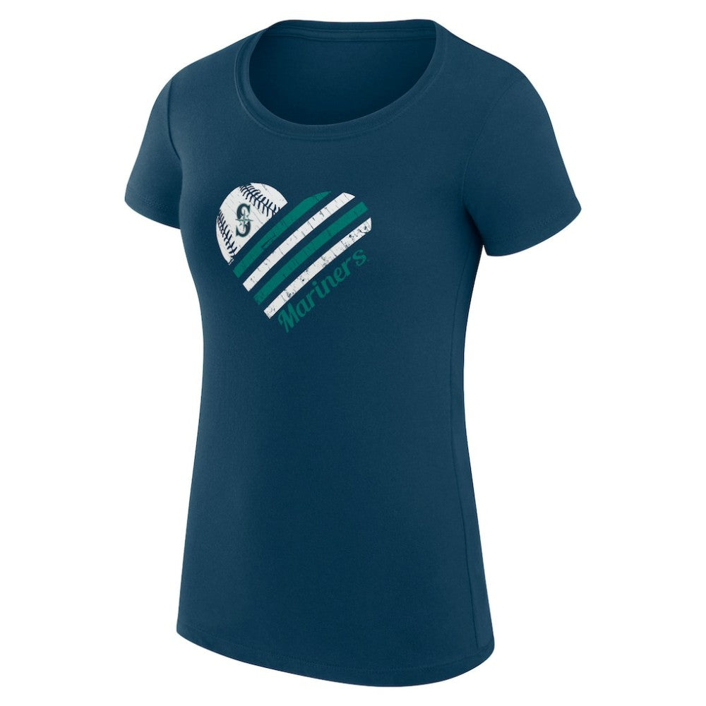 Seattle Mariners G-III 4Her by Carl Banks Women's Super-Slim Fit Lightweight Heart Graphic T-Shirt Navy