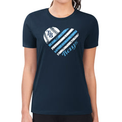 Tampa Bay Rays G-III 4Her by Carl Banks Women's Super-Slim Fit Lightweight Heart Graphic T-Shirt Navy