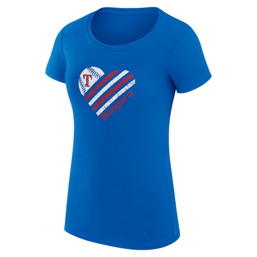 Texas Rangers G-III 4Her by Carl Banks Women's Super-Slim Fit Lightweight Heart Graphic T-Shirt Royal