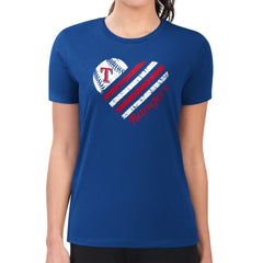 Texas Rangers G-III 4Her by Carl Banks Women's Super-Slim Fit Lightweight Heart Graphic T-Shirt Royal