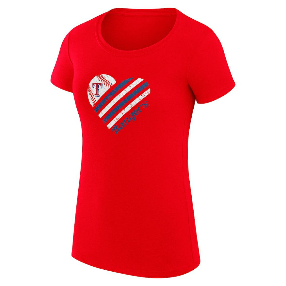 Texas Rangers G-III 4Her by Carl Banks Women's Super-Slim Fit Lightweight Heart Graphic T-Shirt Red
