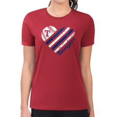 Texas Rangers G-III 4Her by Carl Banks Women's Super-Slim Fit Lightweight Heart Graphic T-Shirt Red