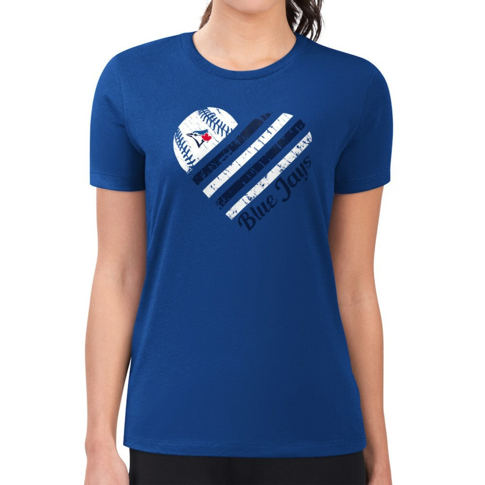Toronto Blue Jays G-III 4Her by Carl Banks Women's Super-Slim Fit Lightweight Heart Graphic T-Shirt Royal