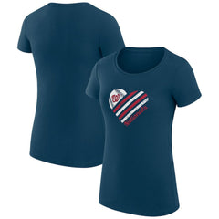Washington Nationals G-III 4Her by Carl Banks Women's Super-Slim Fit Lightweight Heart Graphic T-Shirt Navy