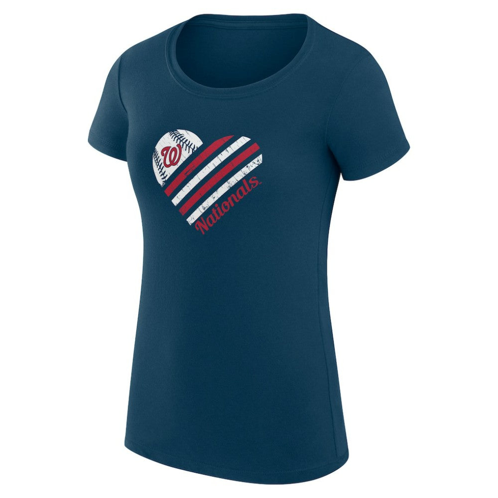 Washington Nationals G-III 4Her by Carl Banks Women's Super-Slim Fit Lightweight Heart Graphic T-Shirt Navy