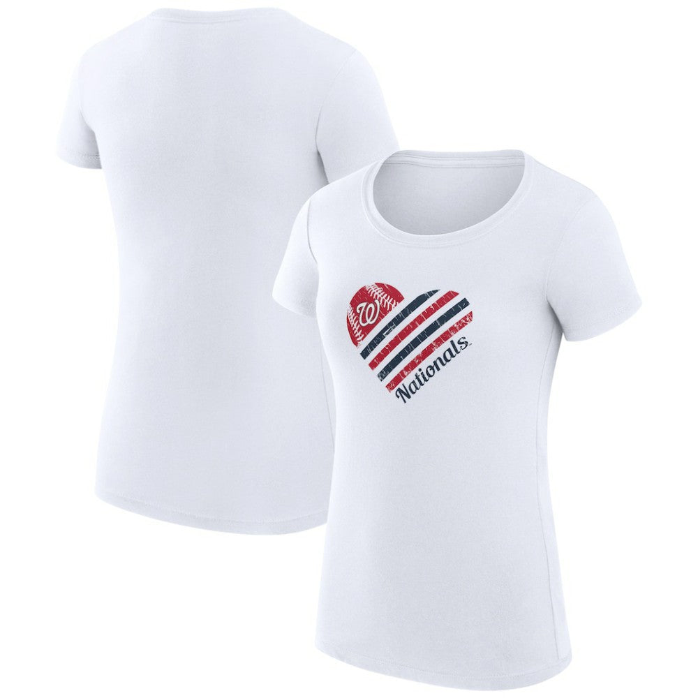 Washington Nationals G-III 4Her by Carl Banks Women's Super-Slim Fit Lightweight Heart Graphic T-Shirt White