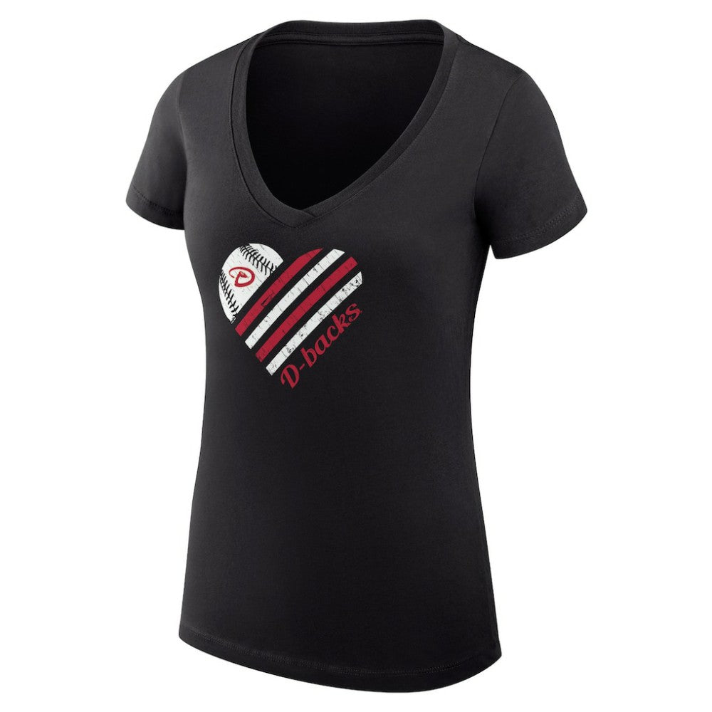 Arizona Diamondbacks G-III 4Her by Carl Banks Women's Super-Slim Fit Lightweight Heart V-Neck T-Shirt Black