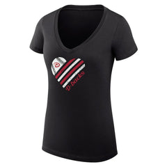Arizona Diamondbacks G-III 4Her by Carl Banks Women's Super-Slim Fit Lightweight Heart V-Neck T-Shirt Black