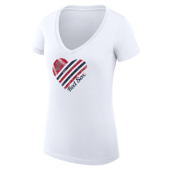 Boston Red Sox G-III 4Her by Carl Banks Women's Super-Slim Fit Lightweight Heart V-Neck T-Shirt White