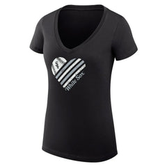 Chicago White Sox G-III 4Her by Carl Banks Women's Super-Slim Fit Lightweight Heart V-Neck T-Shirt Black