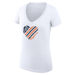 Detroit Tigers G-III 4Her by Carl Banks Women's Super-Slim Fit Lightweight Heart V-Neck T-Shirt White