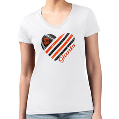 San Francisco Giants G-III 4Her by Carl Banks Women's Super-Slim Fit Lightweight Heart V-Neck T-Shirt White