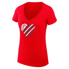 Texas Rangers G-III 4Her by Carl Banks Women's Super-Slim Fit Lightweight Heart V-Neck T-Shirt Red